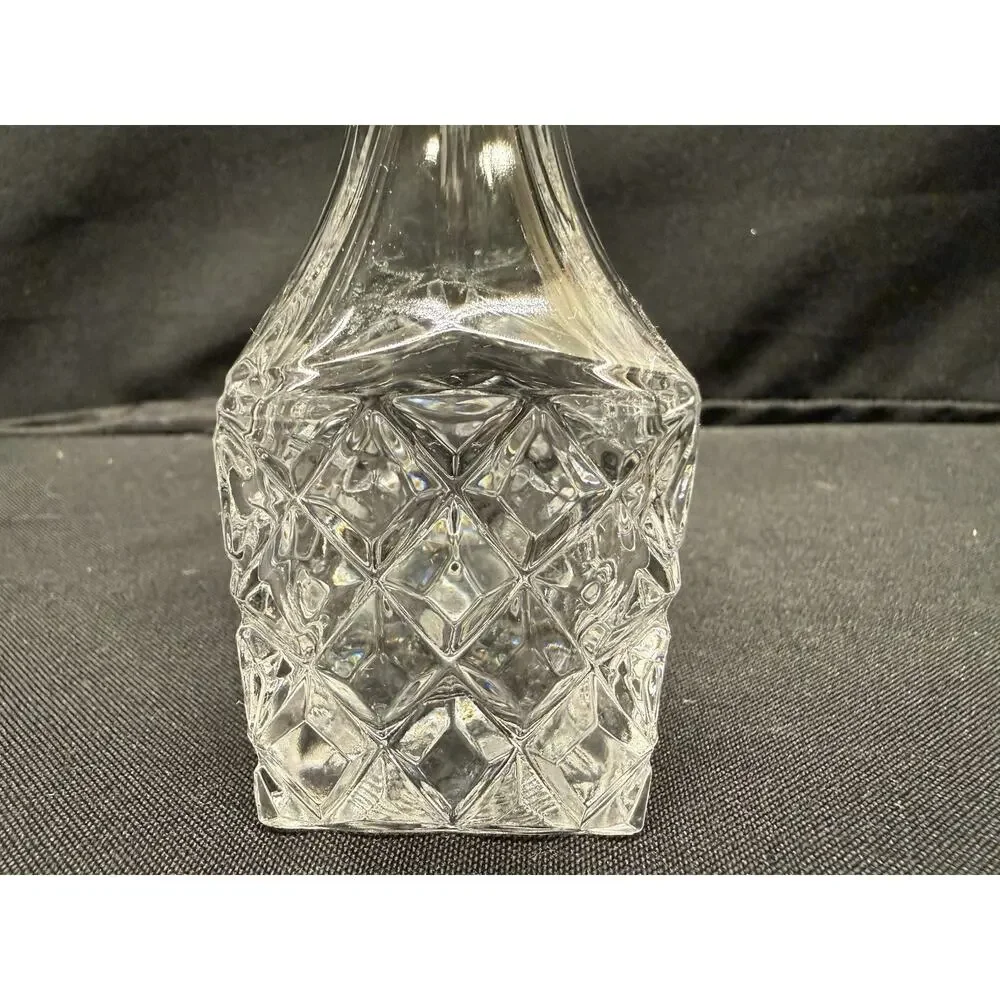 Rare Mini Crystal Clear Glass Cruets & Jam Jar W/ Spoon Set Of 3 Square Vintage